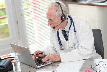 Portrait of doctor during online medical consultation