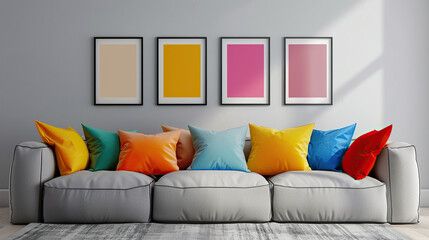 Art Home. Modern living room with colorful posters
