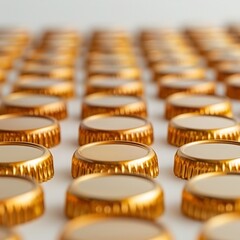 Golden Caps: Collection of Empty Beer Bottles with Gold Caps