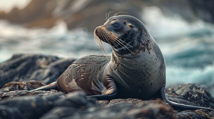 Sleek and Relaxed: A Serene Seal Lounging by the Water's Edge