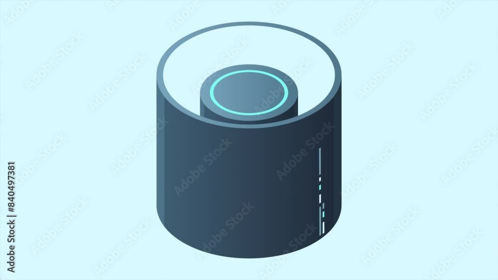 Poster isometric cloud database animation. cloud computing and file cloud storage. modern technology. motio