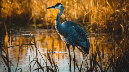 "Graceful Crane Standing Elegantly In Serene Pose Near Water"