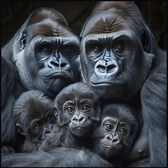 Gorilla Family: Emotional Moments of Love and Care in the Animal Kingdom