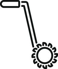 Lawn roller icon outline in black and white for vector garden tool care and manual gardening equipment graphic illustration symbol