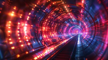 Obraz premium High-Speed Train Tunnel: Colorful, Futuristic Digital Artwork