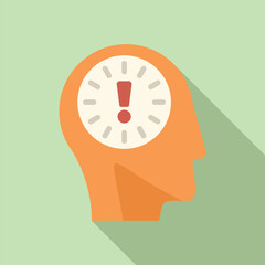 Flat design icon featuring a human head silhouette with a clock symbolizing time management and deadlines