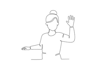 
Continuous one line drawing of Girl waving, child day concept. Modern continuous line draw design graphic vector illustration
