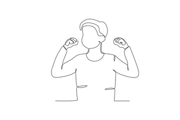 
Continuous one line drawing of Excited boy, child day concept. Modern continuous line draw design graphic vector illustration
