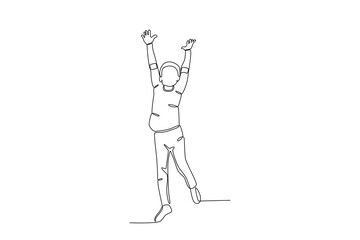 
Continuous one line drawing of Happy boy, child day concept. Modern continuous line draw design graphic vector illustration
