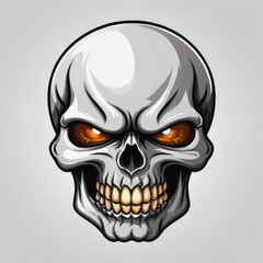 Fiery-Eyed Skull Illustration