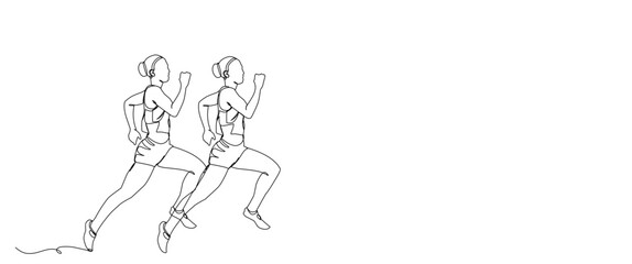 Athlete's run in the competition. Athlete icon in line art style. Athlete icon in line art style for background.