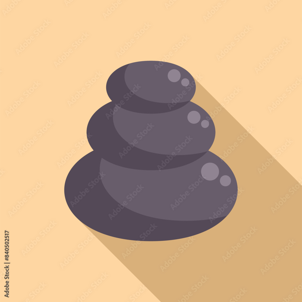 Poster Flat design vector illustration of stacked zen stones casting a soft shadow