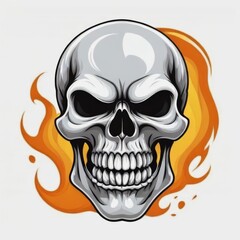 Fiery-Eyed Skull Illustration