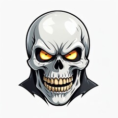 Fiery-Eyed Skull Illustration