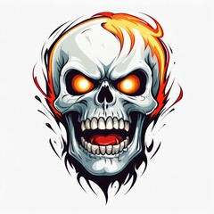 Fototapeta premium Fiery-Eyed Skull Illustration
