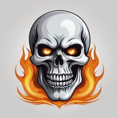 Fototapeta premium Fiery-Eyed Skull Illustration