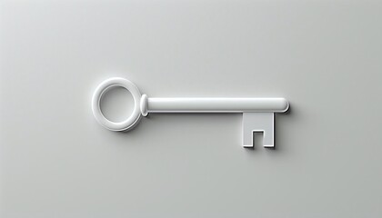 A single key icon in the lowerright third on a solid light gray background