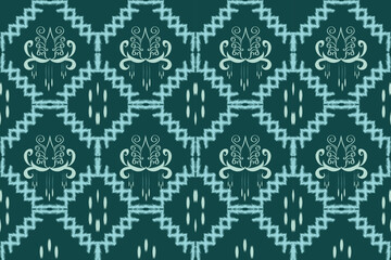 Ethnic abstract ikat art. Seamless pattern in tribal, folk embroidery, Ikat style floral colorful seamless pattern. Can be printed and used as wrapping paper, wallpaper, textile, fabric. 