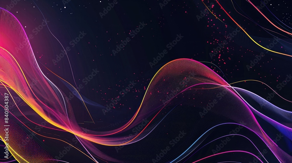 Sticker Abstract black background with neon-colored lines and shapes, adding a vibrant and modern contrast