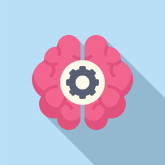 Abstract brain gear cogwheel concept illustration with flat design. Representing the mental process of brainstorming. Problem solving. And creativity