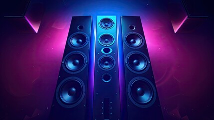 Music banner. loudspeakers for music and sound surround home theatre system, Party and concert Audio stereo control