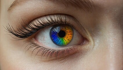 Fototapeta premium Close-up of a human eye with rainbow iris