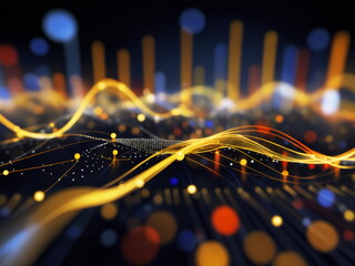 Abstract background ideal for digital, technologies, data science, scientific, neural networks, AI, network, data transmission and analysis, audio and visual concept.