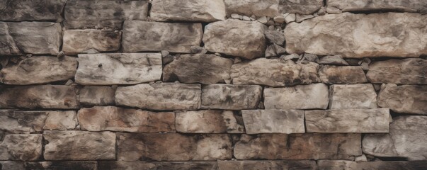 Obraz premium A brick wall with a rough texture and a faded brown color