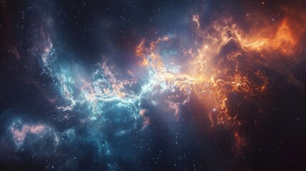Fototapeta premium Stunning Cosmic Nebula Wallpaper: Interstellar Space Artwork for Desktop Backgrounds, Computer Screens, and Home Decor.