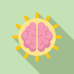 Flat design illustration of a brain in the shape of a lightbulb, symbolizing idea generation