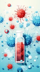 Chitin applications in medicine flat design, top view, biomedical science theme, animation, vivid