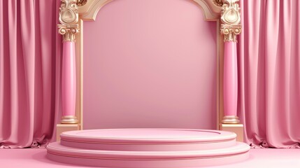 Refined pink base, ideal for showcasing prestigious awards or luxury products. Vector images