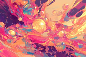 Water droplets in abstract form and vibrant style