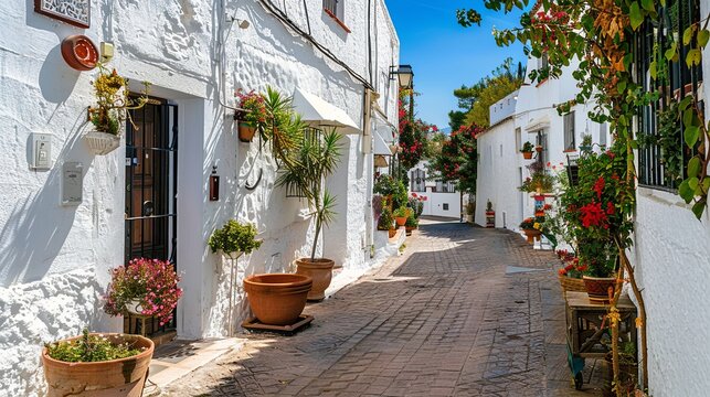 Mojacar, an Andalusian village with white streets, in the province of Almeria, Andalusia, Spain.