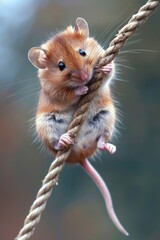 Adorable Mouse on Rope
