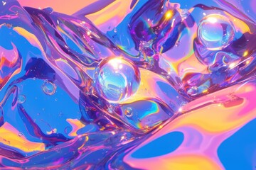 Colorful abstract water droplets in vibrant artwork