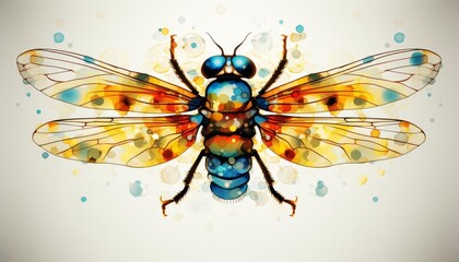 Compound eyes fly flat design top view closeup theme water color Analogous Color Scheme