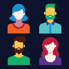 Fototapeta premium Group of working people, business men and business women avatar icons. Flat design people characters, flat design avatar app icons set user face people man woman vector