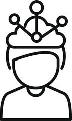 Simplistic line icon representing a person with a stylized crown, symbolizing leadership or royalty