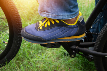 Obraz premium The concept of cycling for health Cycling for exercise