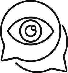 Simplistic line drawing of an eye within a speech bubble, ideal for logos and icons