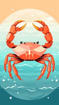 orange crab ocean scene cartoon clip art preview