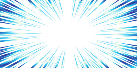 キラキラした青色のグラデーションの集中線の素材