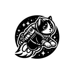 Fototapeta premium cat and rocket logo design inspiration. cat logo. rocket and cat icon logo template. vector illustration