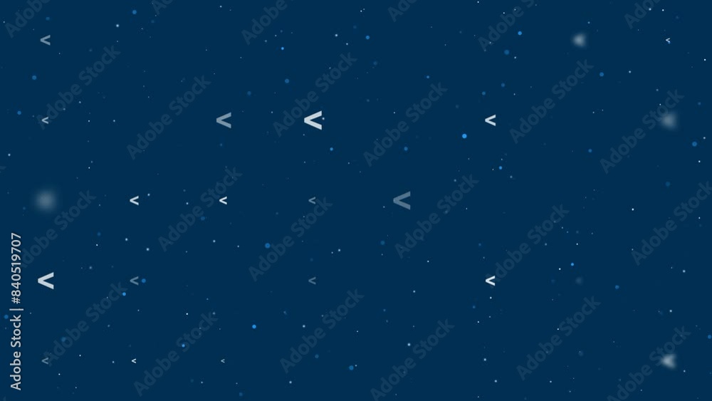 Poster template animation of evenly spaced less symbols of different sizes and opacity. animation of transp