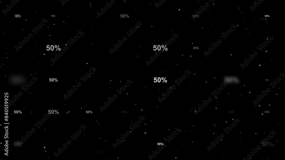 Poster template animation of evenly spaced 50 percent symbols of different sizes and opacity. animation of 