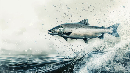 Fototapeta premium Salmon Jumping from the Water