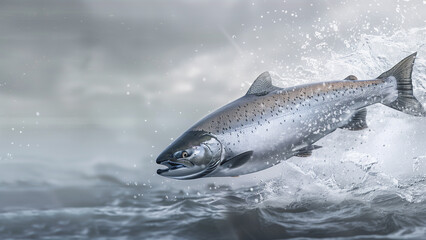 Obraz premium Salmon Jumping from the Water