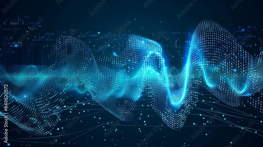 Poster the digital background of glowing numbers. big data in a matrix. vector.
