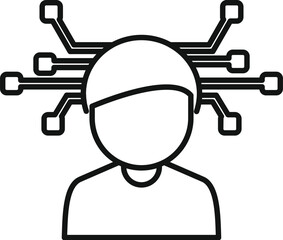 Futuristic artificial intelligence technology icon with digital neural network and machine learning concept in modern design and abstract illustration